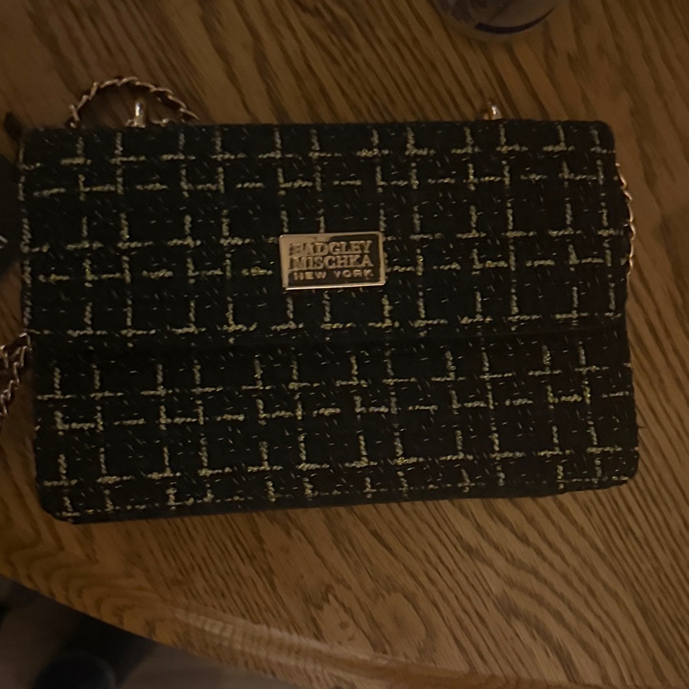 Badgley Mischka Black and Gold Crossbody Bag